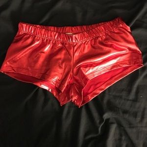 iHeartRaves red holographic booty shorts